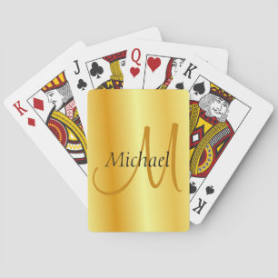 Custom Initial Monogram Elegant Faux Gold Template Playing Cards