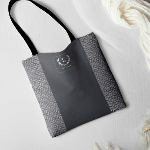 Custom Initial Monogram Greek Key Laurel Wreath Tote Bag