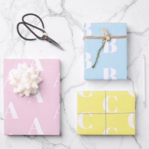 Custom Initial monogram pastel shades cute Wrapping Paper Sheet