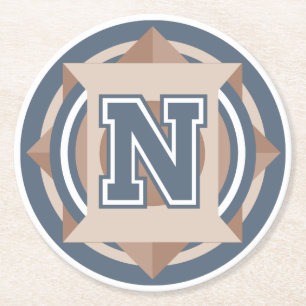 Custom Initial "N" Monogram Round Paper Coaster