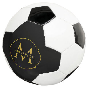 Custom Initial Name Elegant Modern Black Football