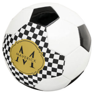 Custom Initial Name Elegant Modern Black Football