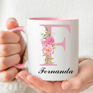 Custom Initial Name Floral Mug Gift for Grandma