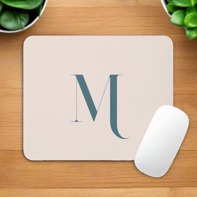 Custom Initial Name l Clean Typography Script Pink Mouse Mat (Creator Uploaded)
