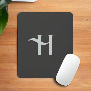 Custom Initial Name l Elegant Olive Green Script Mouse Mat