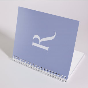 Custom Initial Name l Simple Clean Pastel Blue  Notebook
