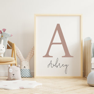 Custom Initial & Name   Modern Monogram Wall Art