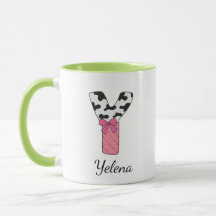 Custom Initial Name Mug | Pink Cow Letter Y