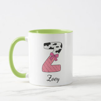 Custom Initial Name Mug | Pink Cow Letter Z