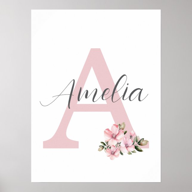 Custom Initial Name Print Personalised Nursery Art (Front)