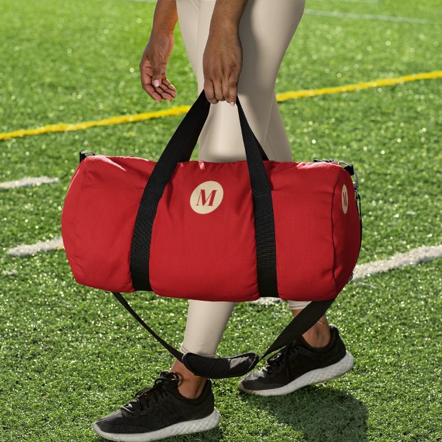 Custom Initial Name Red Gingham Fitness Duffle Bag (Creator Uploaded)