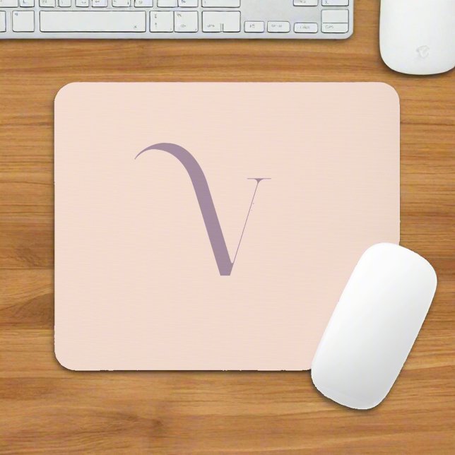 Custom Initial Name Stylish Girly Typography Pink  Mouse Mat (Creator Uploaded)