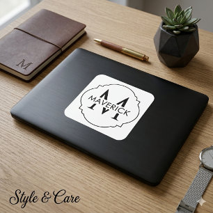Custom Initial Name Stylish Modern Stylish Square Sticker