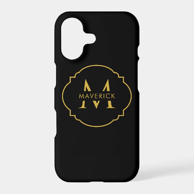 Custom Initial Name Stylish Travel Modern Black (Back)
