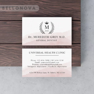 Custom Initial & Name White Black Pink Monogrammed Business Card