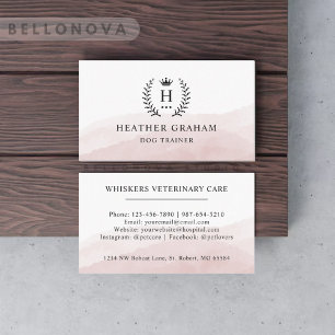 Custom Initial & Name White Black Pink Monogrammed Business Card