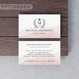 Custom Initial & Name White Black Pink Monogrammed Business Card
