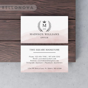 Custom Initial & Name White Black Pink Monogrammed Business Card