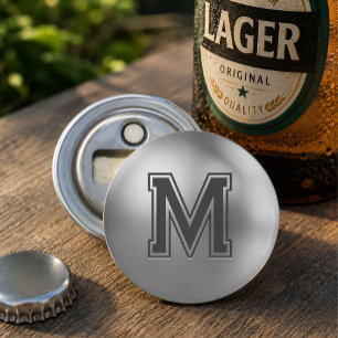 Custom Initial Personalised Monogram Brushed Metal Bottle Opener