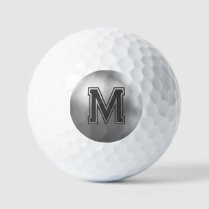 Custom Initial Personalised Monogram Brushed Metal Golf Balls