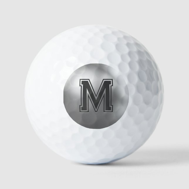 Custom Initial Personalised Monogram Brushed Metal Golf Balls (Front)