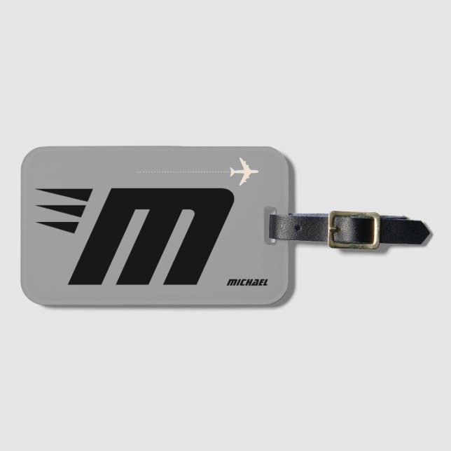 custom initial, personalized monogram luggage tag (Front Horizontal)