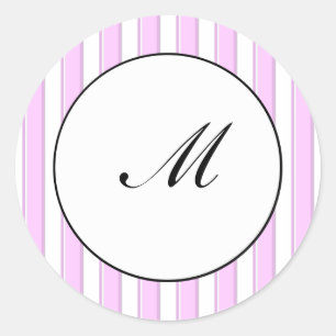 Custom Initial Pink Striped Sticker
