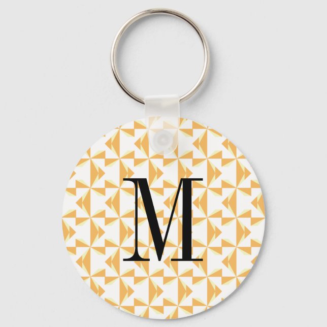 Custom Initial Pumpkin Pinwheels Key Ring (Front)