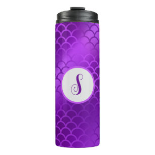 Custom initial purple mermaid scales pattern thermal tumbler