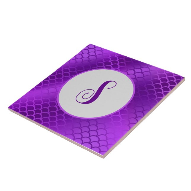 Custom initial purple mermaid scales pattern tile (Side)