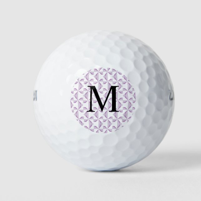 Custom Initial Purple Pinwheels Golf Balls (Front)