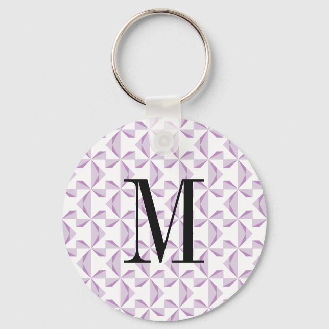 Custom Initial Purple Pinwheels Key Ring (Front)