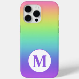 Custom Initial Rainbow iPhone 15 Pro Max Case