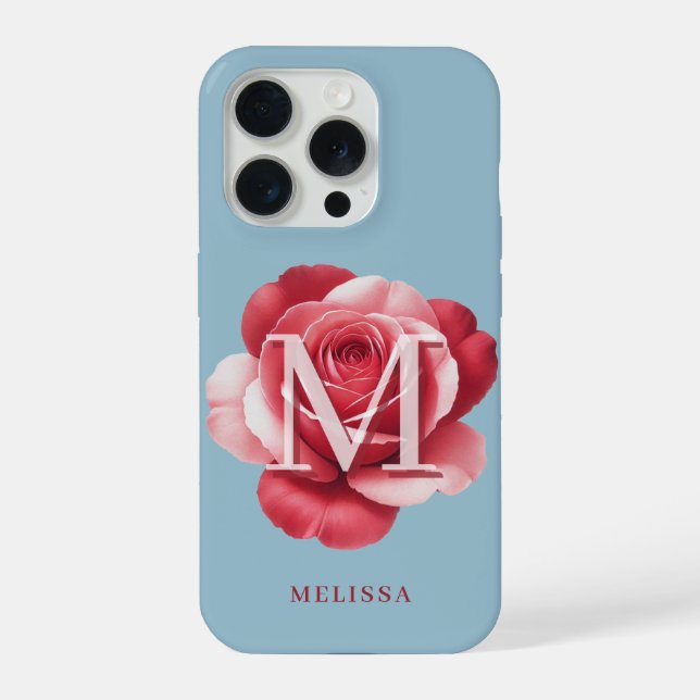 Custom Initial Rose iPhone Case | Modern Floral  (Back)