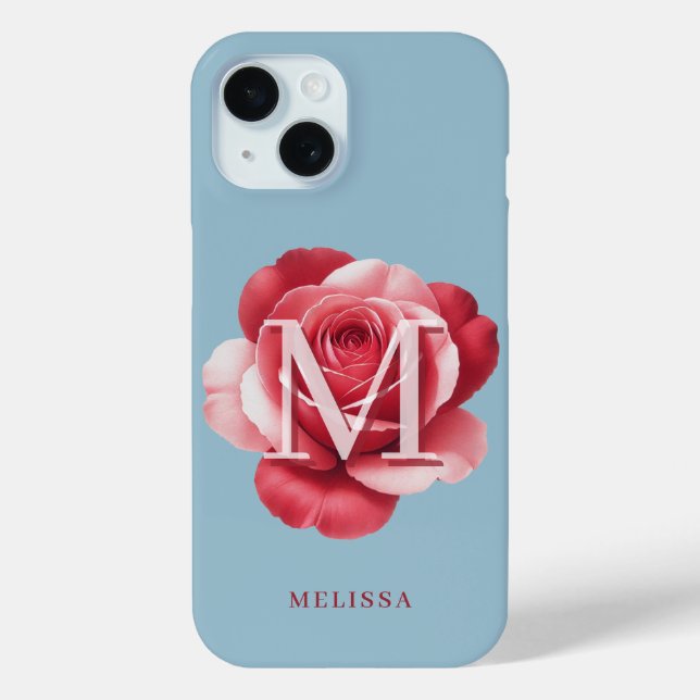 Custom Initial Rose iPhone Case | Modern Floral  (Back)