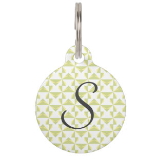 Custom Initial Sage Pinwheels Pet Tag