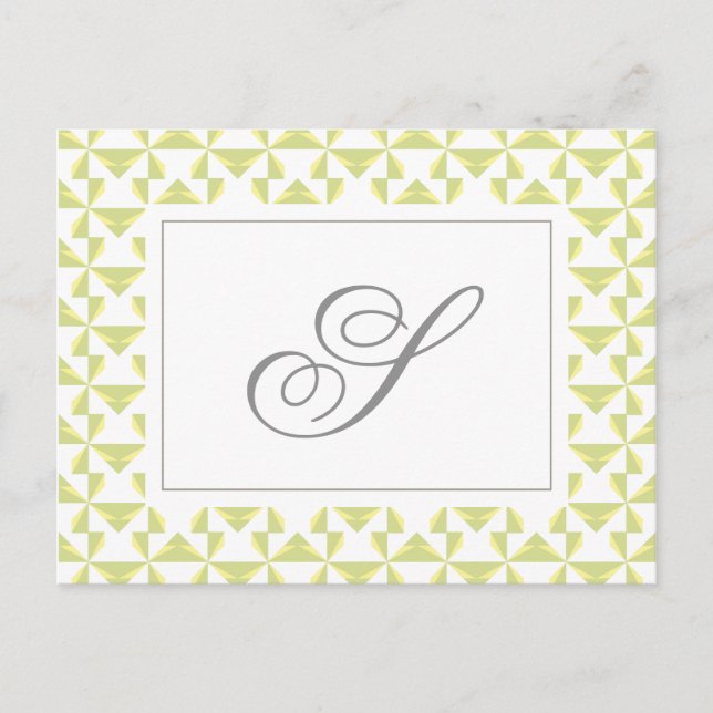Custom Initial Sage Pinwheels Postcard (Front)