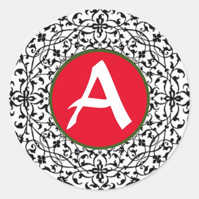 CUSTOM INITIAL STICKER CHRISTMAS ENVELOPE SEAL (Front)