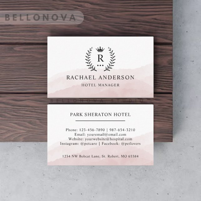 Custom Initial & White Black Pink Monogrammed  Business Card (Custom Initial & White Black Pink Monogrammed Business Card)