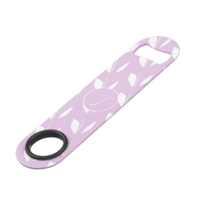 Custom initial white silhouette leaves purple (Front Angled)