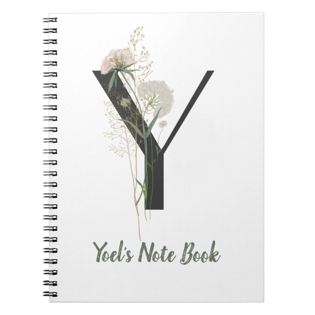 Custom Initial Y With Soft color flower Notebook (Front)