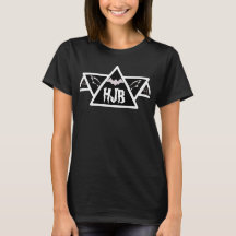Custom initials black Halloween Bat Man Triangle
