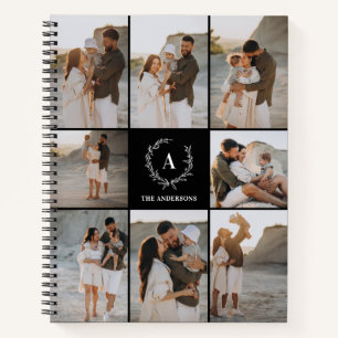 Custom Initials Elegant Monogram photo collage Notebook