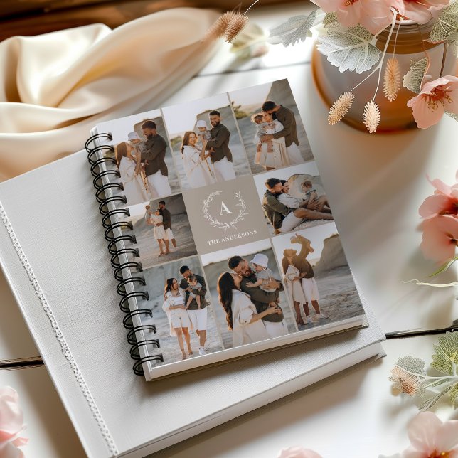 Custom Initials Elegant Monogram photo collage Notebook (Creator Uploaded)