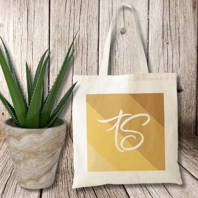 Custom Initials Gold Blocks Budget Tote Bag (Creator Uploaded)