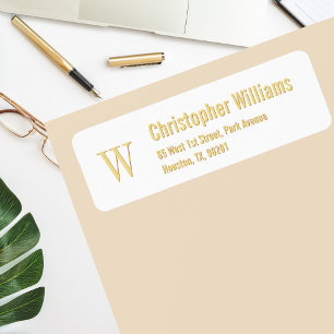 Custom Initials Golden Modern Return Address Label