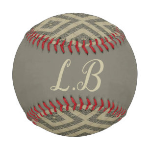 Custom initials grey brown pave bricks pattern baseball