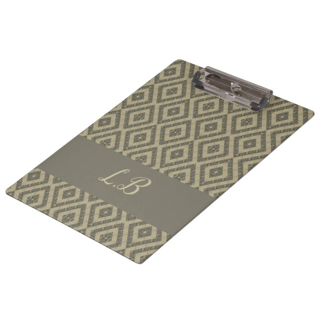 Custom initials grey brown pave bricks pattern clipboard (Angled)