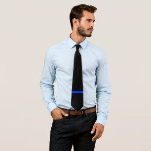 Custom Initials   Horizontal Thin Blue Line Police Tie