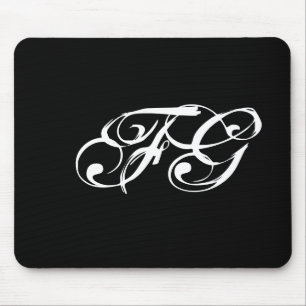 Custom Initials Modern Chic Black & White Mouse Mat